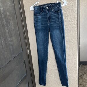 American Eagle Outfitters Dark Blue High-Rise Skinny Jeans